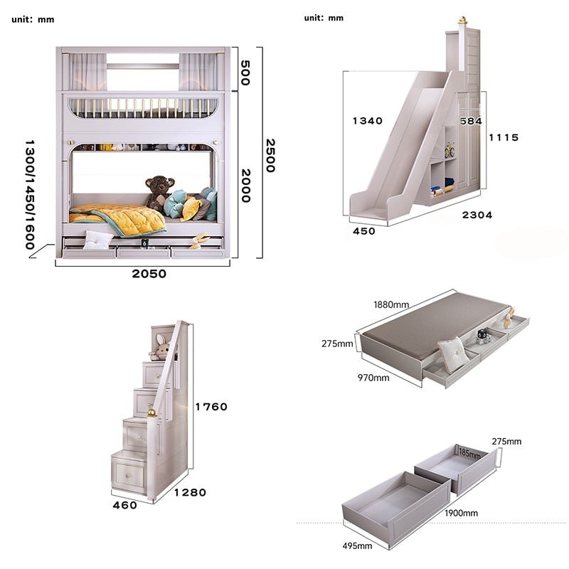 Multifunctional Kid Bunk Bed With Safety Fence - Casatrail.com