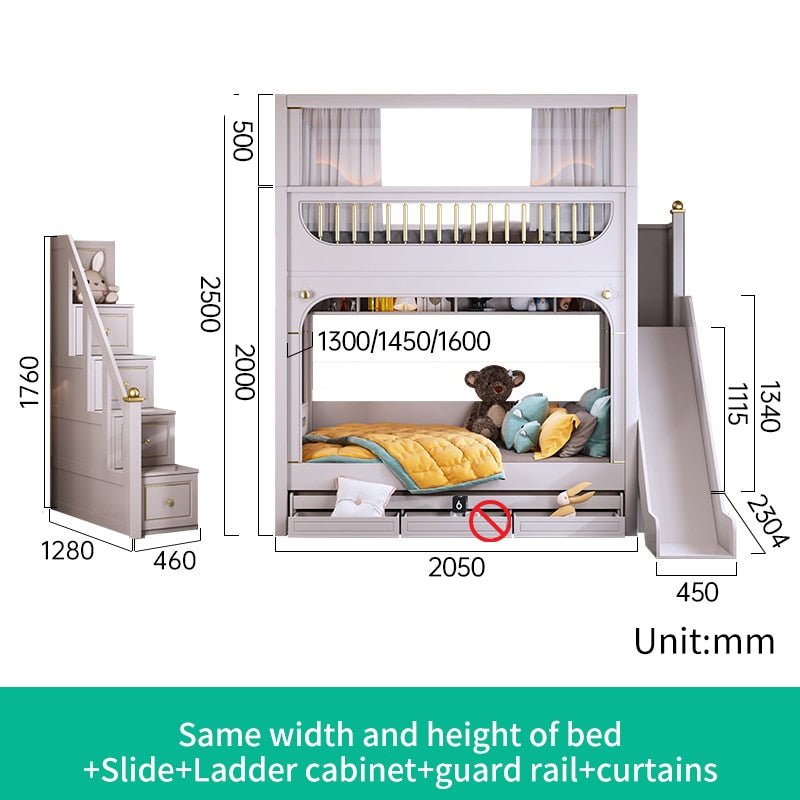 Multifunctional Kid Bunk Bed With Safety Fence - Casatrail.com