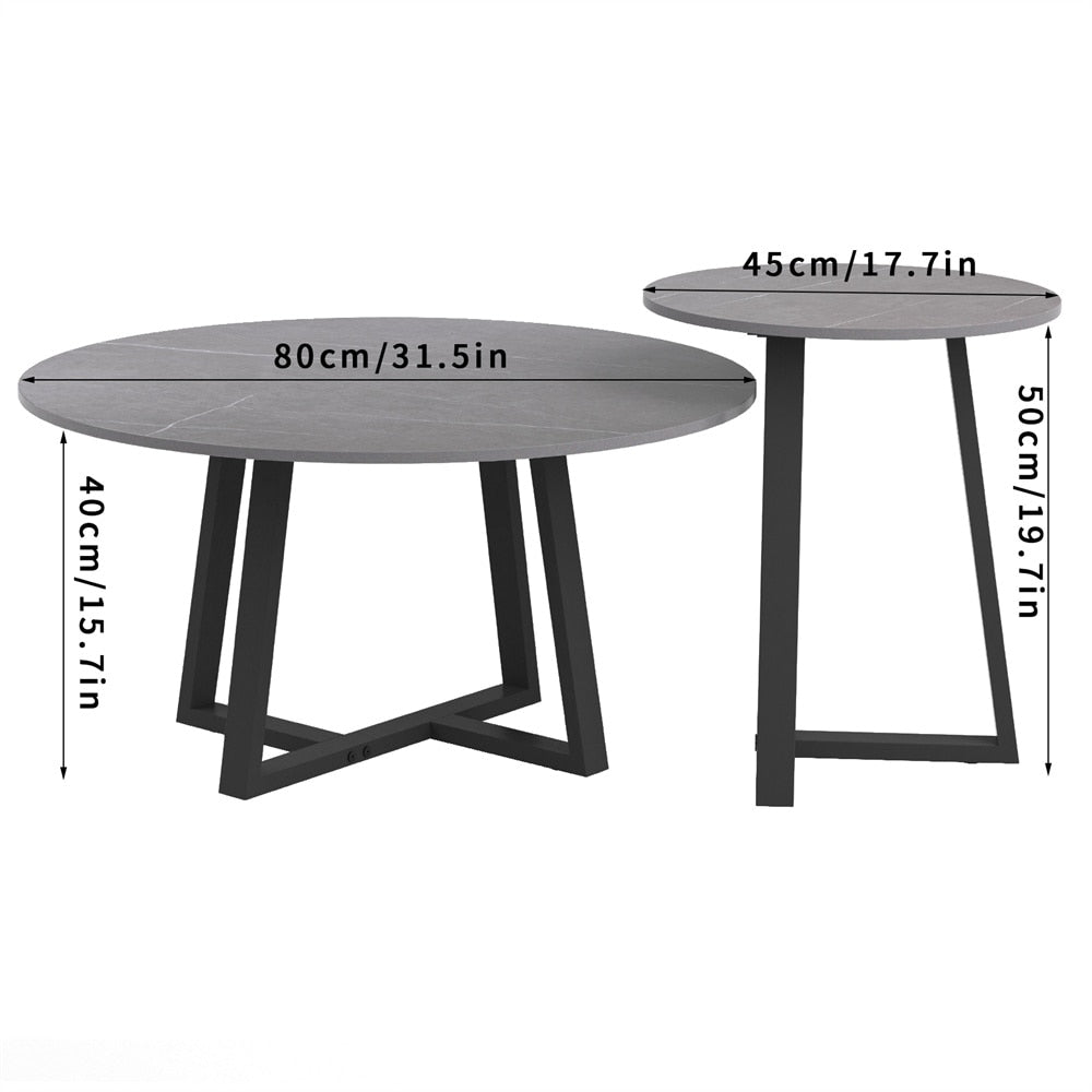 Nesting Set of 2 Modern Marble Coffee Tables - Casatrail.com