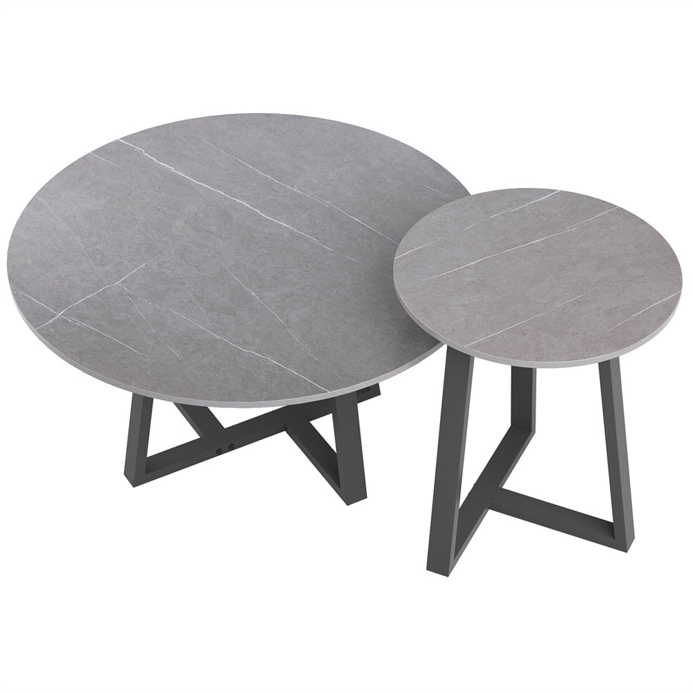 Nesting Set of 2 Modern Marble Coffee Tables - Casatrail.com