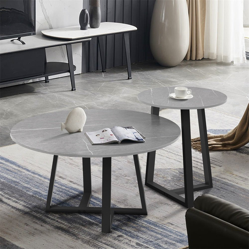 Nesting Set of 2 Modern Marble Coffee Tables - Casatrail.com