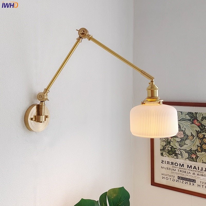 New Ceramic Copper LED Wall Lamp With Swing Long Arm - Casatrail.com