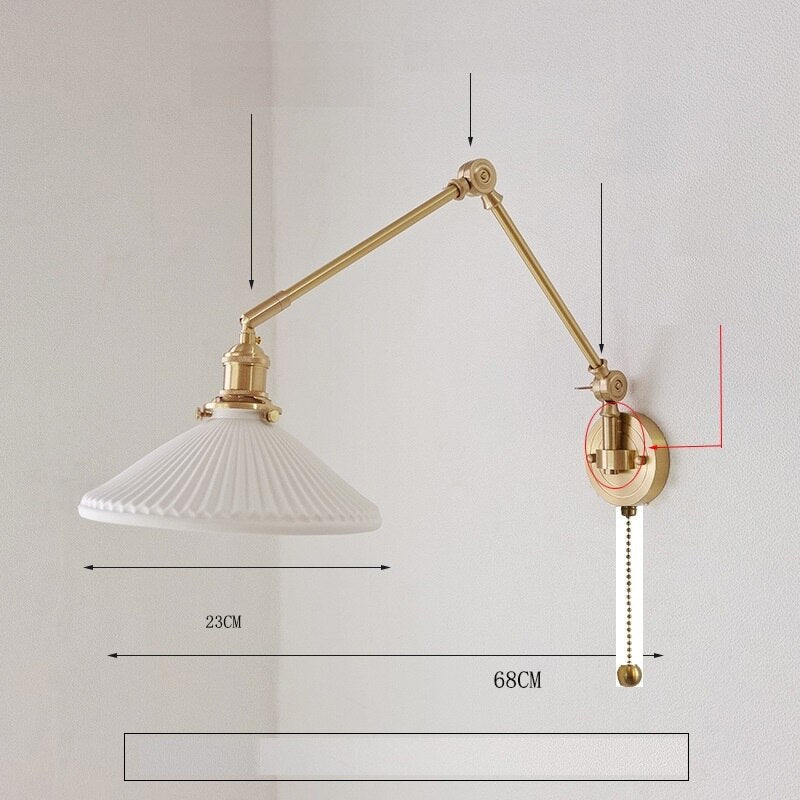 New Ceramic Copper LED Wall Lamp With Swing Long Arm - Casatrail.com