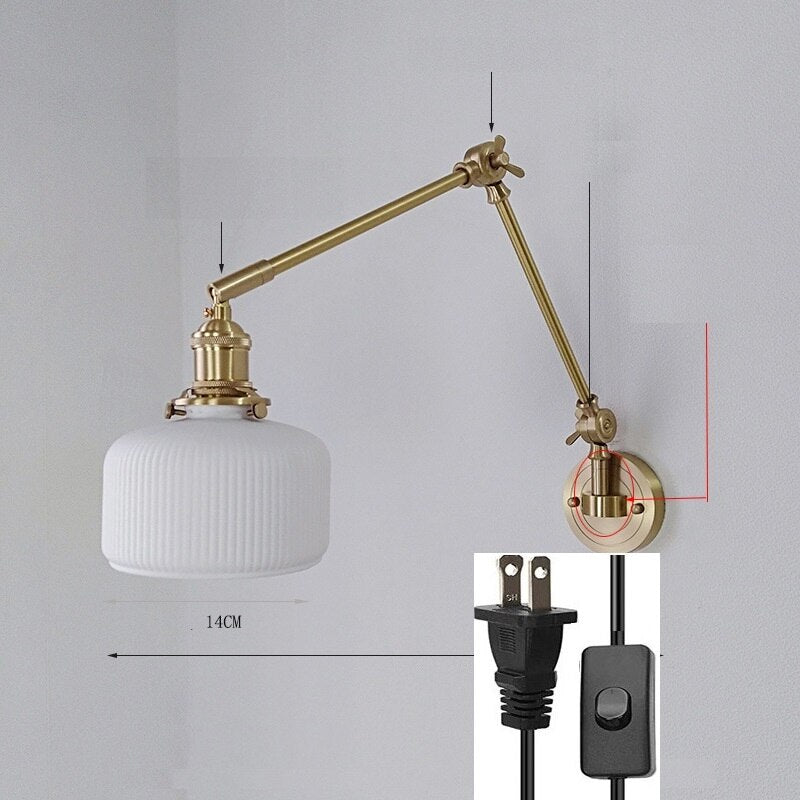 New Ceramic Copper LED Wall Lamp With Swing Long Arm - Casatrail.com