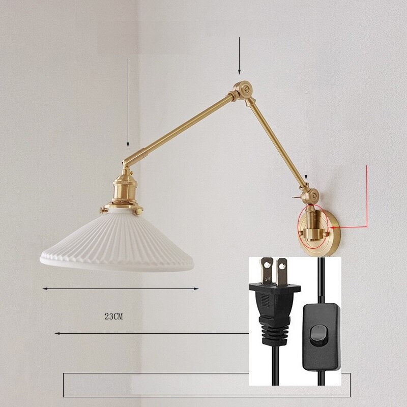 New Ceramic Copper LED Wall Lamp With Swing Long Arm - Casatrail.com