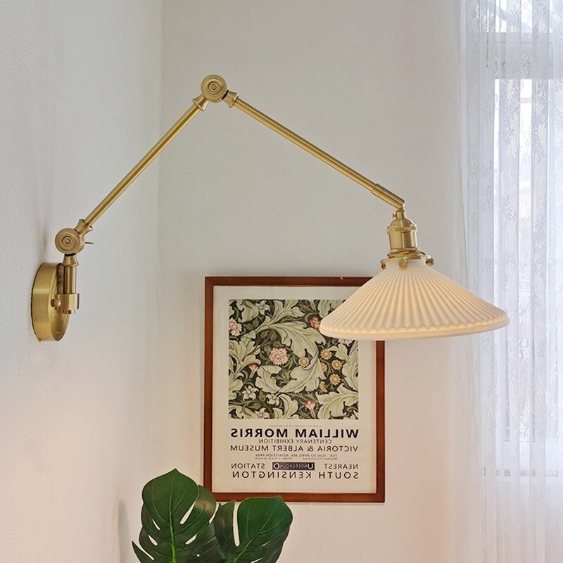 New Ceramic Copper LED Wall Lamp With Swing Long Arm - Casatrail.com