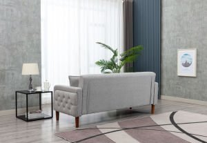 New Gray Linen Convertible Sofa Set - Casatrail.com