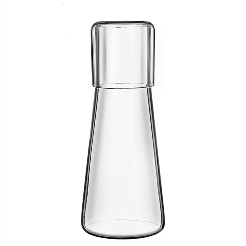 Night Water Carafe Set with Glass Cup - Clear Glass Pitcher for Bedroom/Nightstand - Casatrail.com