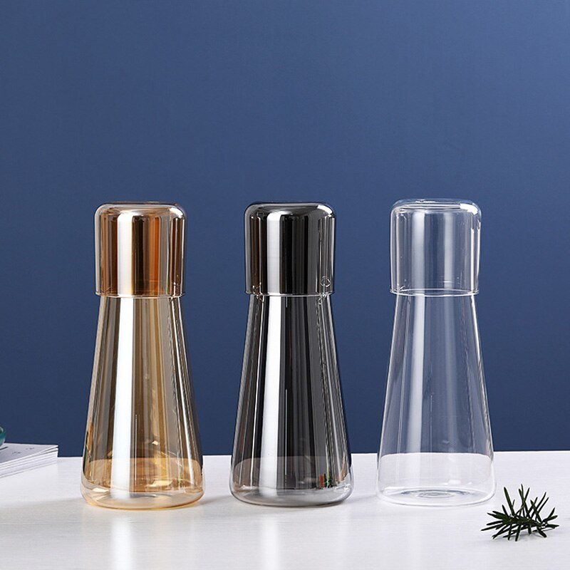 Night Water Carafe Set with Glass Cup - Clear Glass Pitcher for Bedroom/Nightstand - Casatrail.com