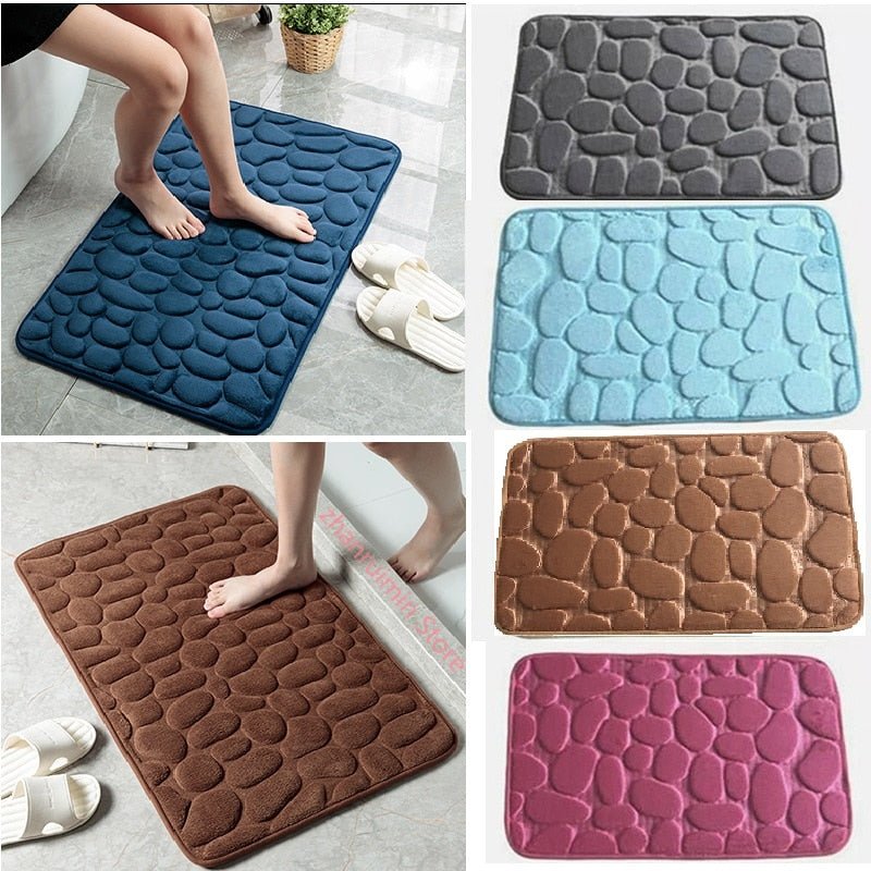 Non - Slip Cobblestone Embossed Bathroom Mat - Casatrail.com