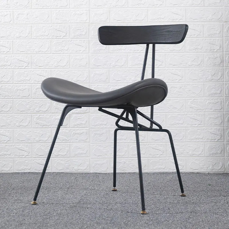 Nordic Industrial Style Dining Chair with Wrought Iron Back - Casatrail.com