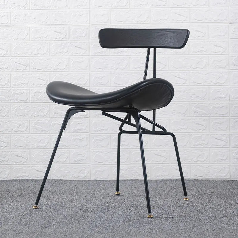 Nordic Industrial Style Dining Chair with Wrought Iron Back - Casatrail.com