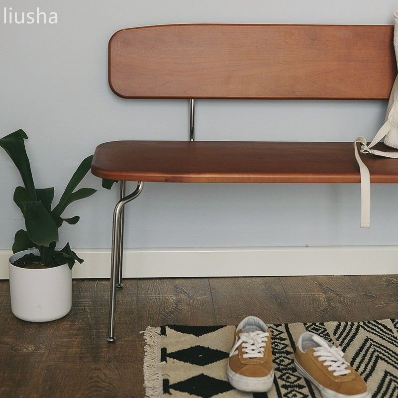 Nordic Japanese Vintage Style Wood Bench - Casatrail.com