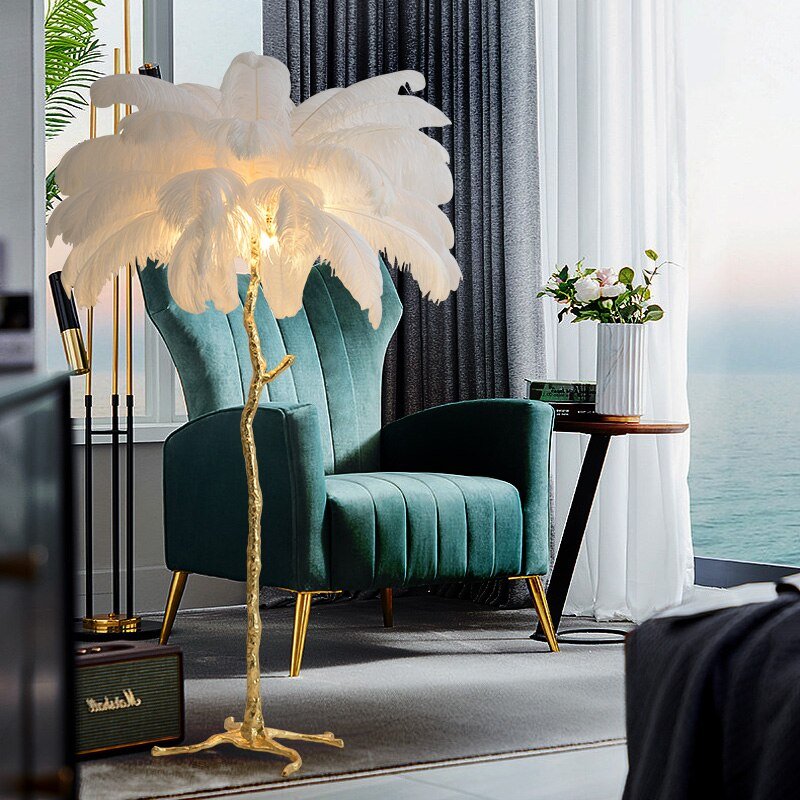 Nordic LED Floor and Table Lamp with Feather Design - Casatrail.com