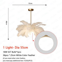 Thumbnail for Nordic LED Pendant Light with White Feather Decoration - Casatrail.com