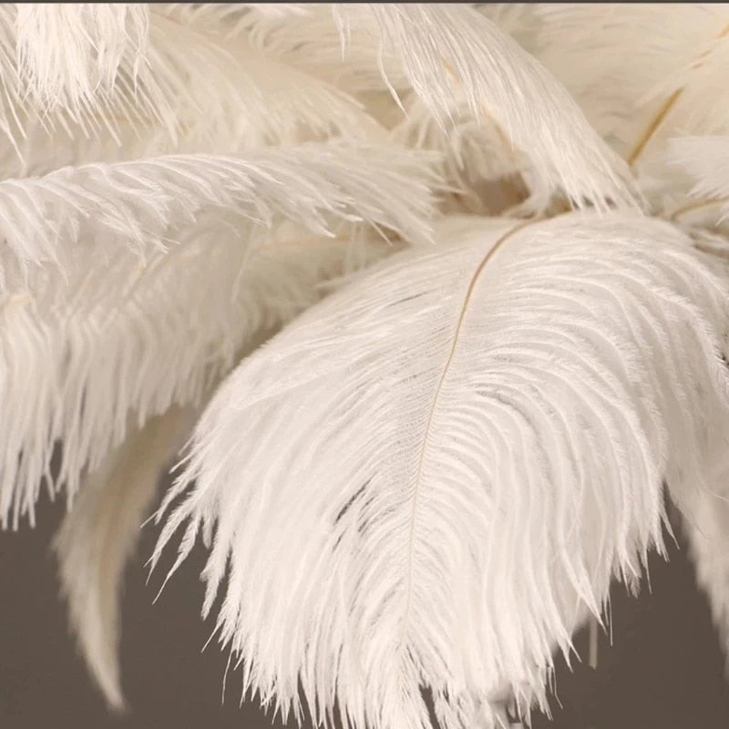 Nordic LED Pendant Light with White Feather Decoration - Casatrail.com