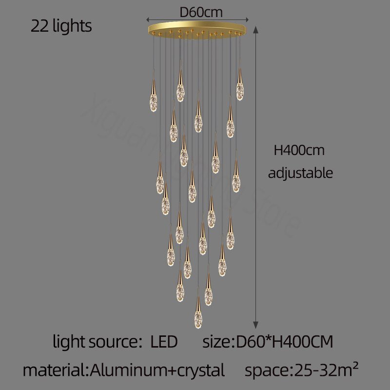 Nordic Loft Crystal Raindrop Pendant Light - Casatrail.com