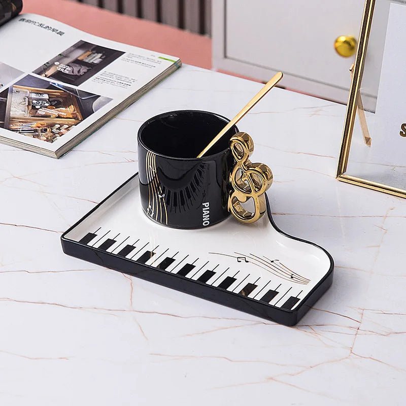 Nordic Piano Key Ceramic Coffee Cup with Spoon - Casatrail.com