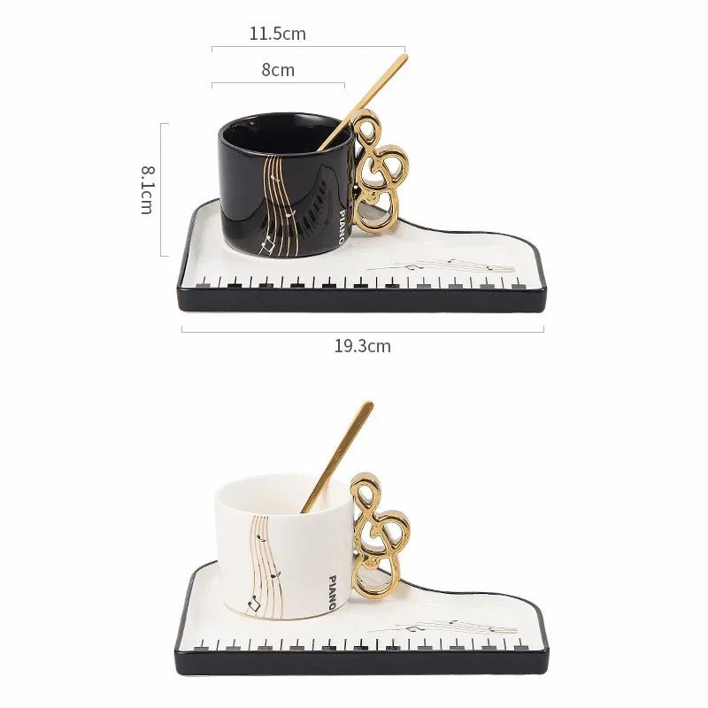 Nordic Piano Key Ceramic Coffee Cup with Spoon - Casatrail.com