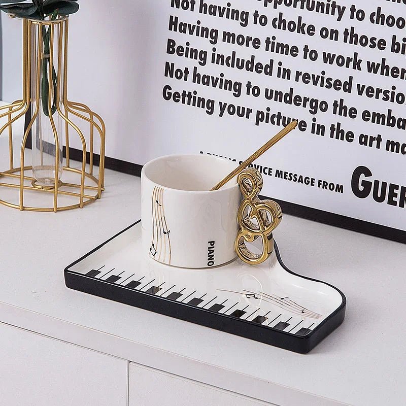 Nordic Piano Key Ceramic Coffee Cup with Spoon - Casatrail.com