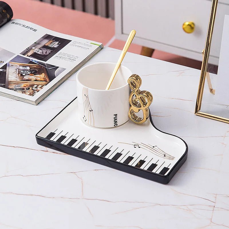 Nordic Piano Key Ceramic Coffee Cup with Spoon - Casatrail.com