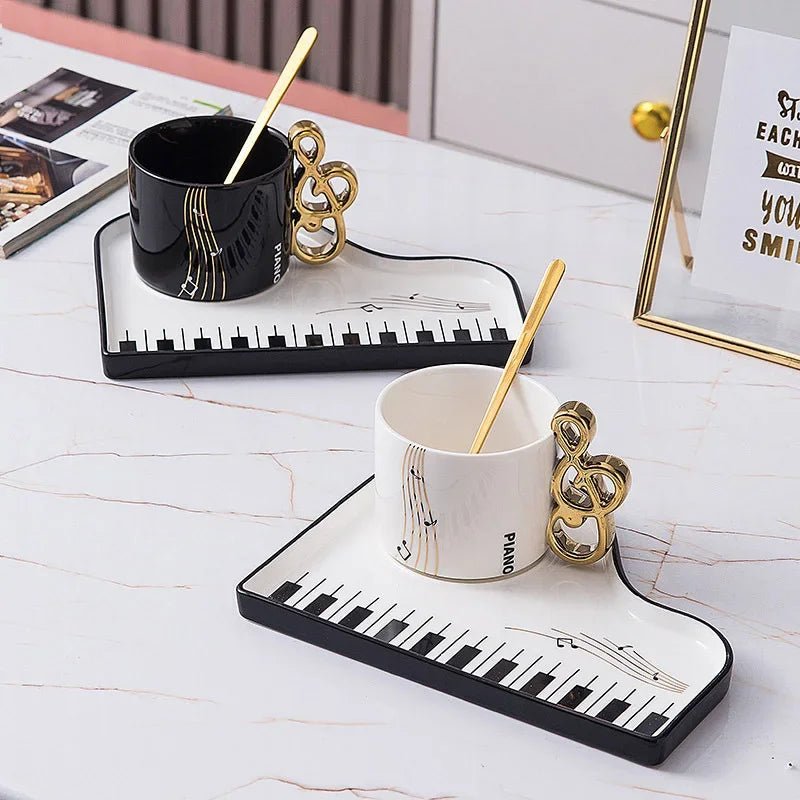 Nordic Piano Key Ceramic Coffee Cup with Spoon - Casatrail.com