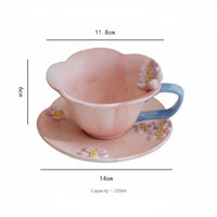 Thumbnail for Nordic Relief Hand - painted Ceramic Plum Cup and Saucer Set - Casatrail.com