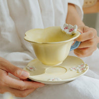 Thumbnail for Nordic Relief Hand - painted Ceramic Plum Cup and Saucer Set - Casatrail.com