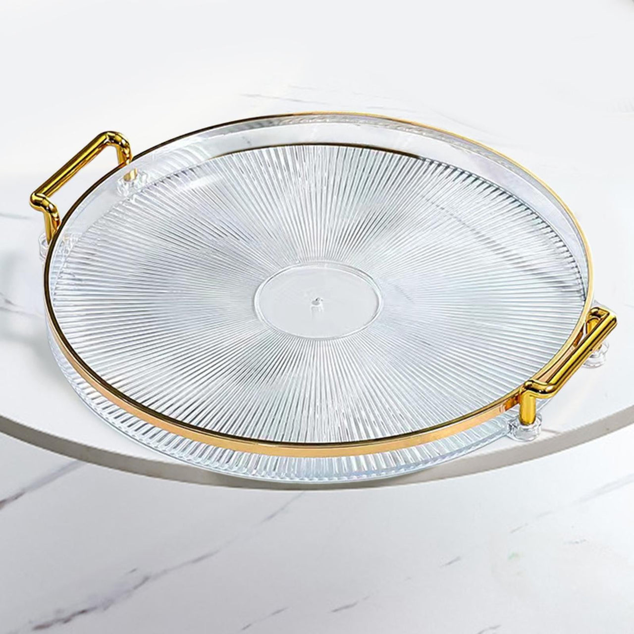 Nordic Style Round Serving Tray with Handles - Casatrail.com