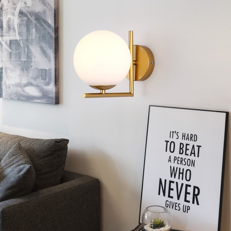 Nordic Wall Lamp with Glass Ball Design and Pull Chain - Casatrail.com