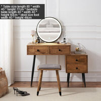 Thumbnail for Nordic Walnut Solid Wood Dressing Table with Vanity Mirror and Storage Drawers - Casatrail.com