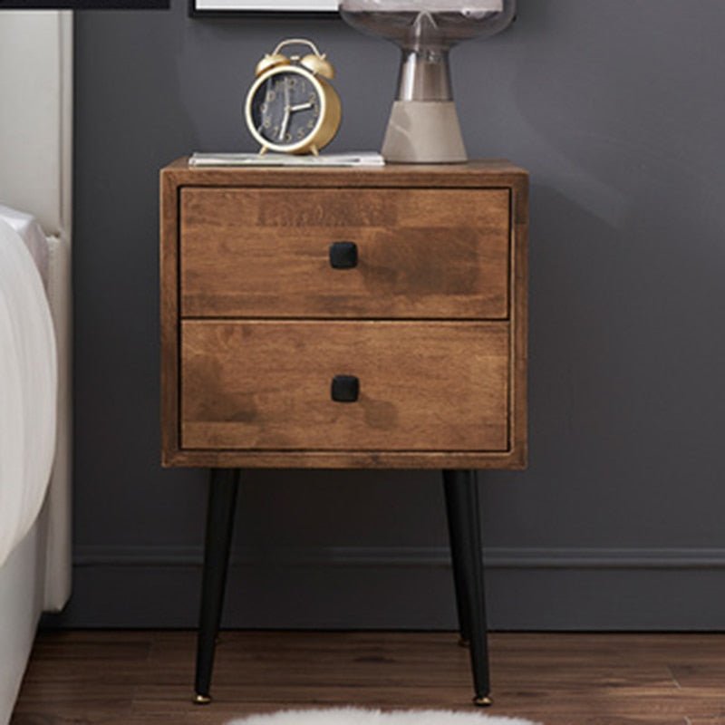 Nordic Walnut Solid Wood Dressing Table with Vanity Mirror and Storage Drawers - Casatrail.com