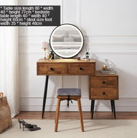 Thumbnail for Nordic Walnut Solid Wood Dressing Table with Vanity Mirror and Storage Drawers - Casatrail.com