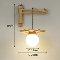 Thumbnail for Nordic Wooden Hanging Wall Lamp with Swing Arm - Casatrail.com