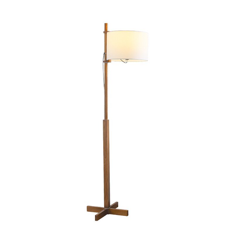 Nordic Wooden LED Floor Lamp with Wabi Sabi Fabric Shade - Casatrail.com