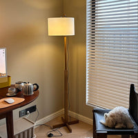 Thumbnail for Nordic Wooden LED Floor Lamp with Wabi Sabi Fabric Shade - Casatrail.com