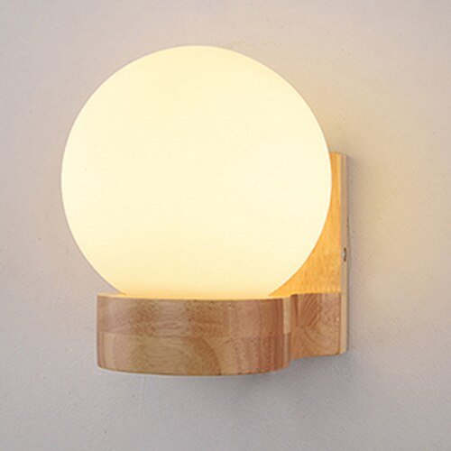 Nordic Wooden Sconce Wall Lights with Glass Lamp - Casatrail.com