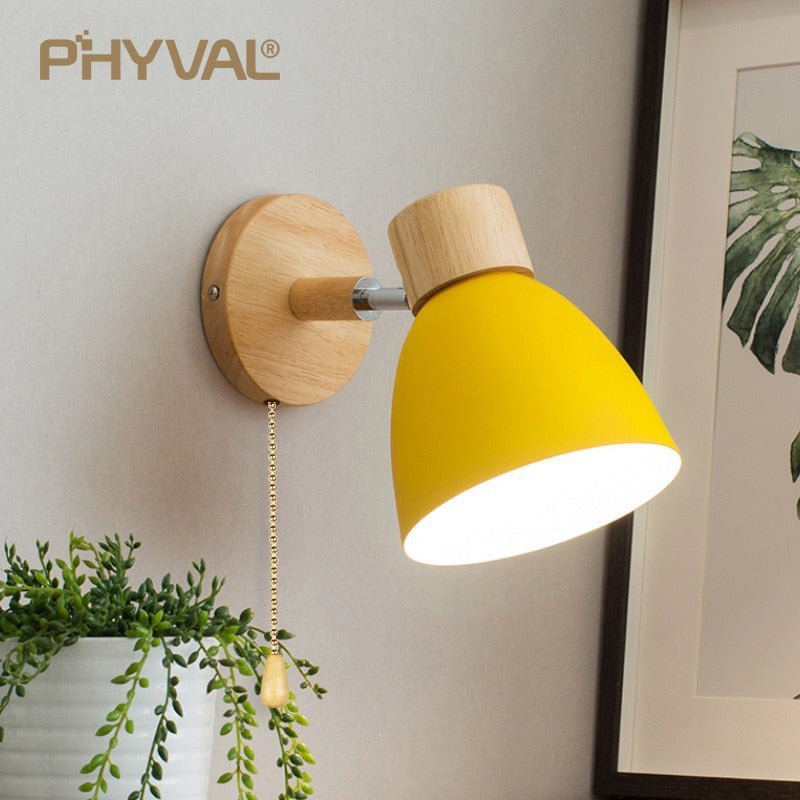 Nordic Wooden Wall Lamp with Six Color Options - Casatrail.com