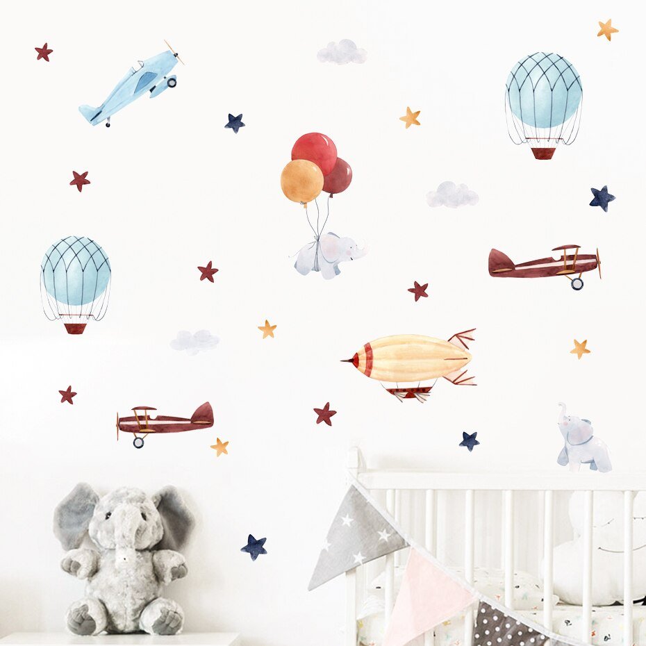 Nursery Wall Art - Cartoon Car Balloon Watercolor Poster - Casatrail.com