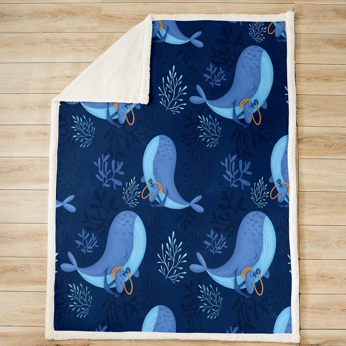 Ocean Sherpa Blanket for Kids Room - Casatrail.com