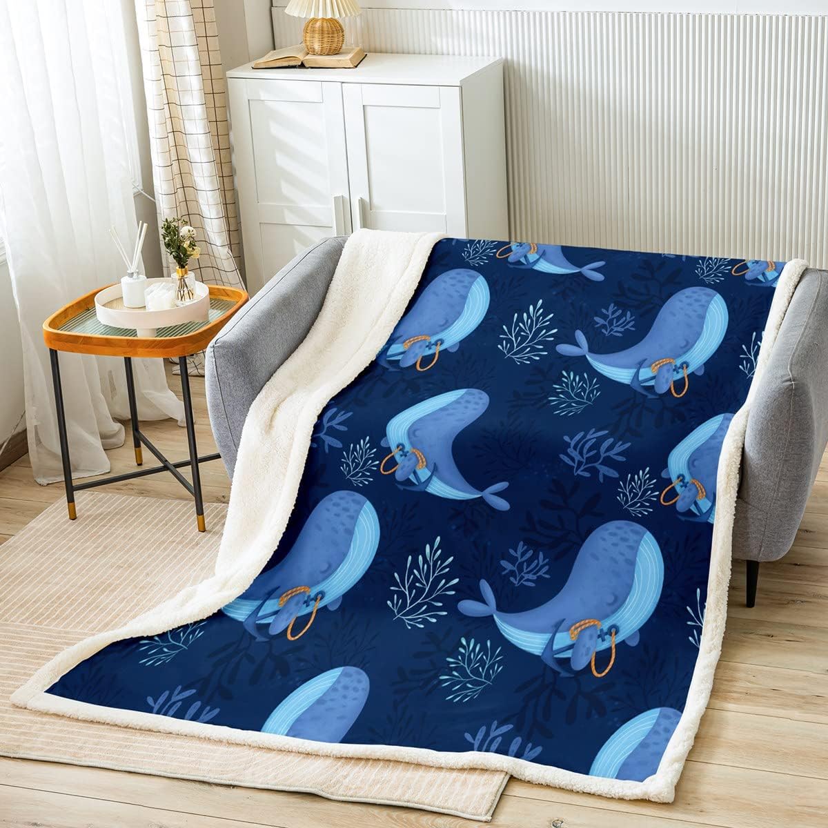 Ocean Sherpa Blanket for Kids Room - Casatrail.com