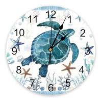 Thumbnail for Ocean Stripes Seaweed Starfish Tortoise Wall Clock - Casatrail.com