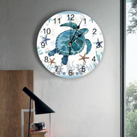 Thumbnail for Ocean Stripes Seaweed Starfish Tortoise Wall Clock - Casatrail.com