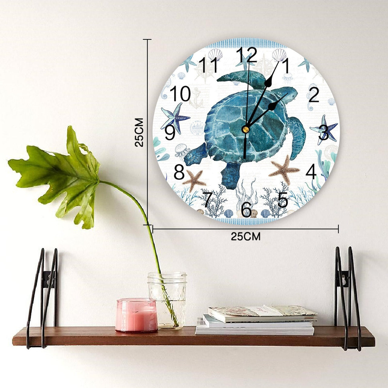 Ocean Stripes Seaweed Starfish Tortoise Wall Clock - Casatrail.com