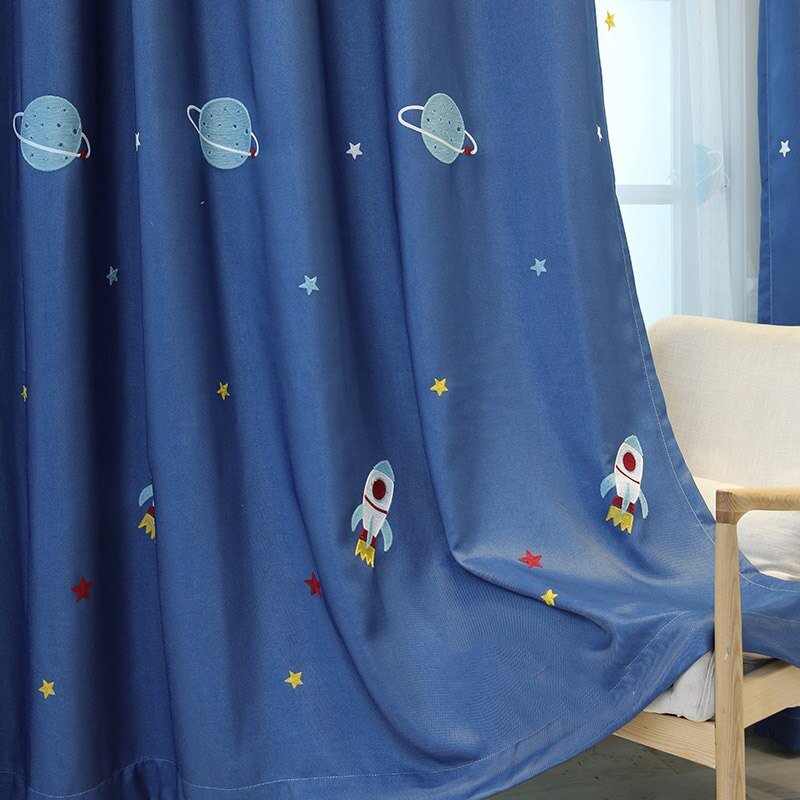 Outer Space Planet Blackout Curtains with Thick Fabric - Casatrail.com