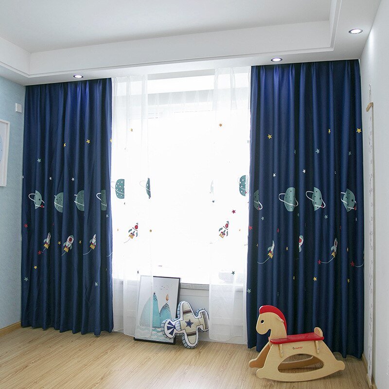 Outer Space Planet Blackout Curtains with Thick Fabric - Casatrail.com