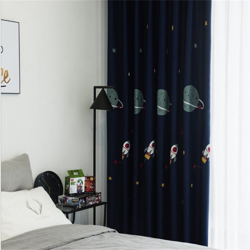 Outer Space Planet Blackout Curtains with Thick Fabric - Casatrail.com