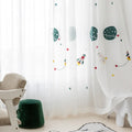 Outer Space Rocket Embroidered Voile Curtain