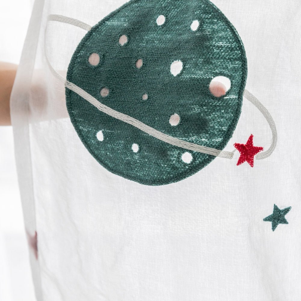 Outer Space Rocket Embroidered Voile Curtain - Casatrail.com