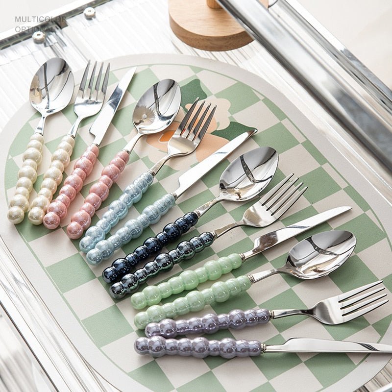 Pearl Cutlery Set Stainless Steel Wedding Dinnerware Gift - Casatrail.com